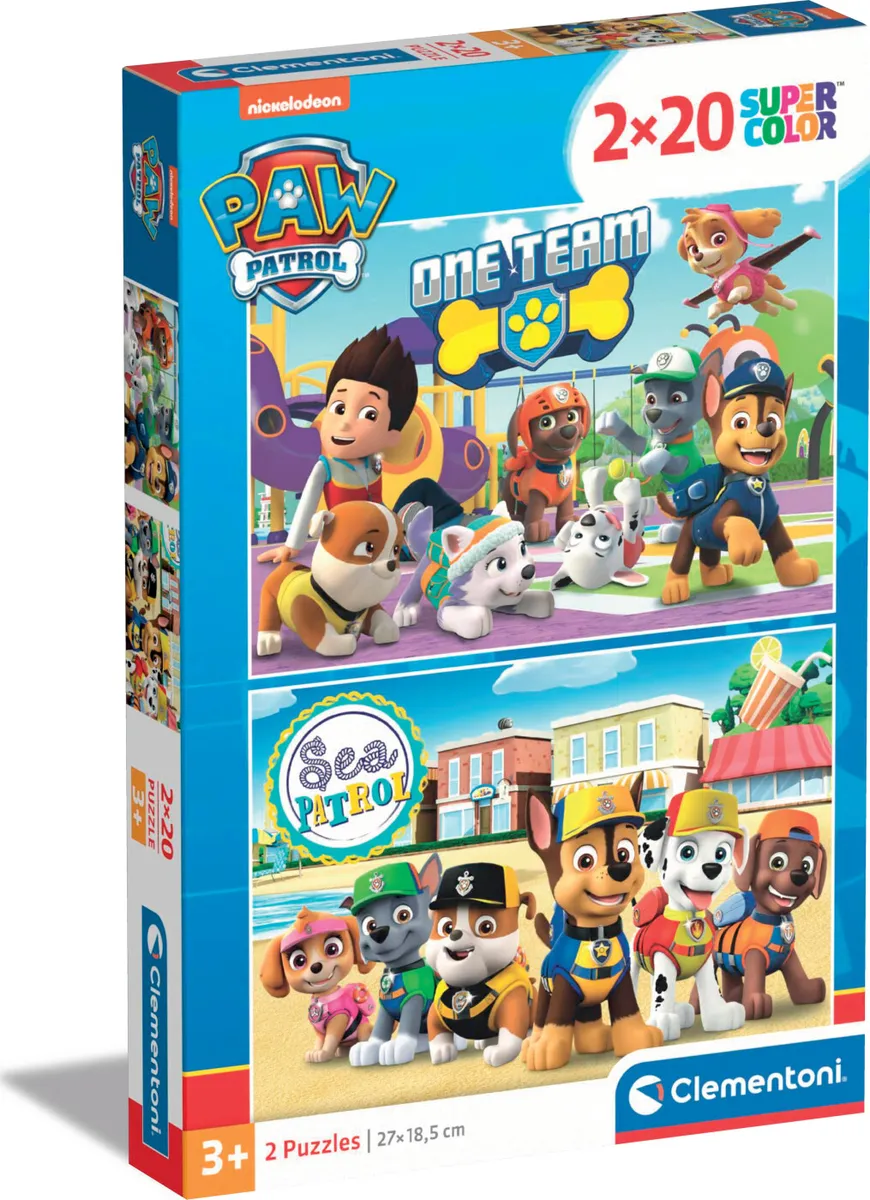 Paw Patrol Puslespil - Super Color - Clementoni - 2x20 Brikker