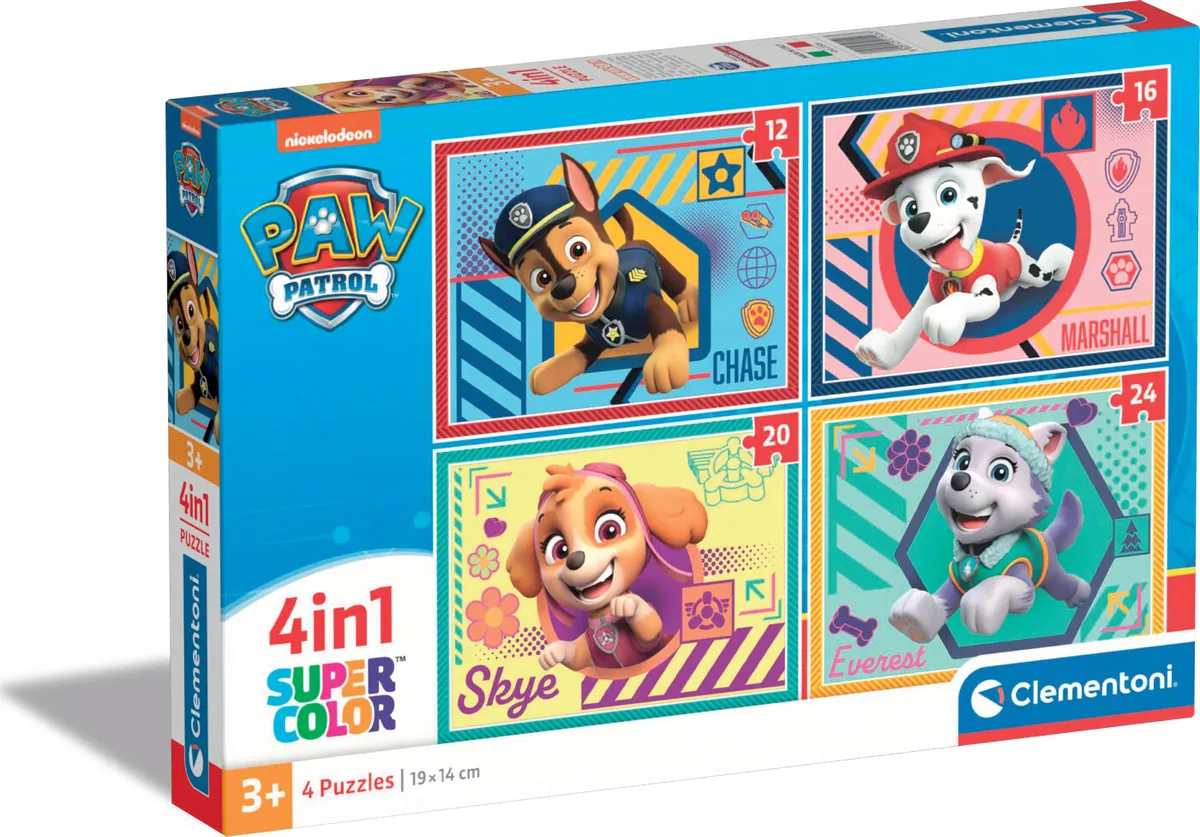 Paw Patrol Puslespil - Super Color - Clementoni - 4 Stk