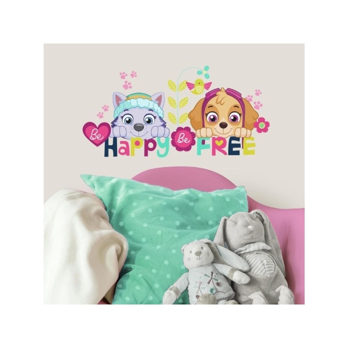 Paw Patrol Skye Og Everest Be Happy Wallstickers