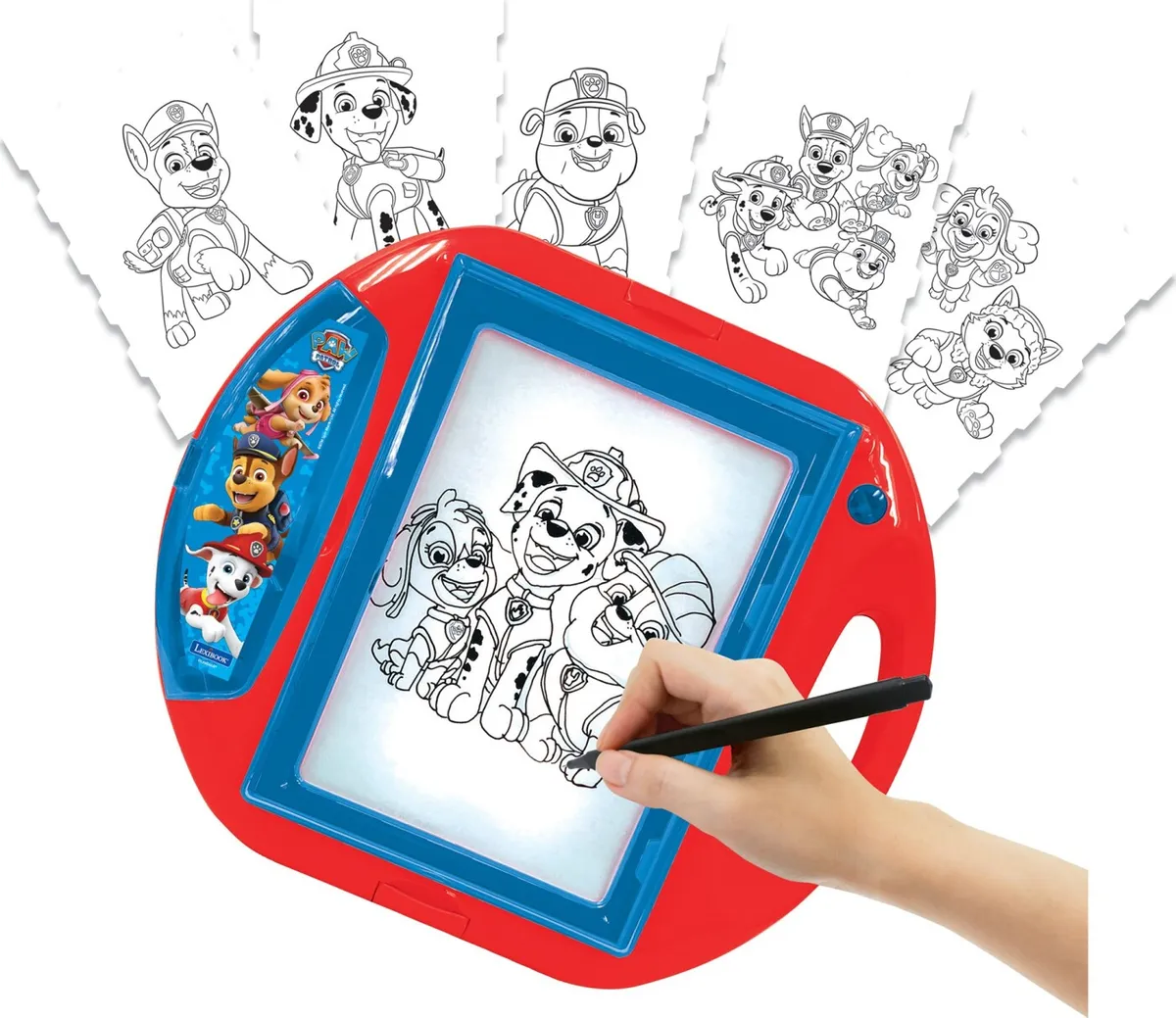 Paw Patrol - Tegnetavle Med Projektor - Inkl. Skabeloner Og Stempler