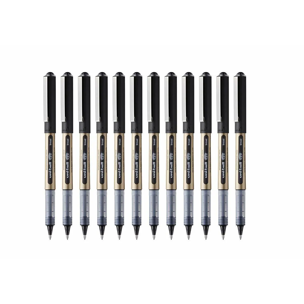 Pen med flydende blæk Uni-Ball Rollerball Eye Broad UB-150 Sort 1 mm (12 Dele)