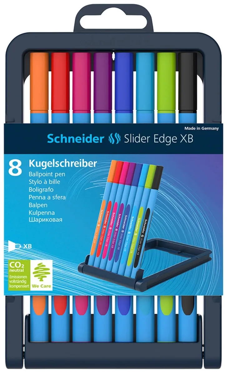 Pen sæt SCHNEIDER Slider Edge, XB, 8 stk., farvemix.