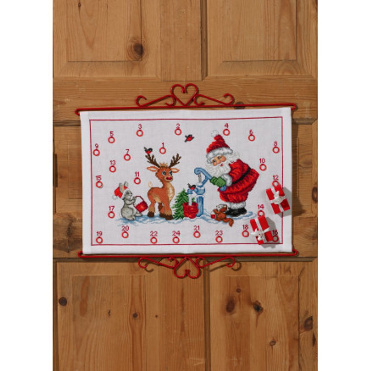 Permin Broderikit Julekalender Nisse v/vandpost 30x50cm