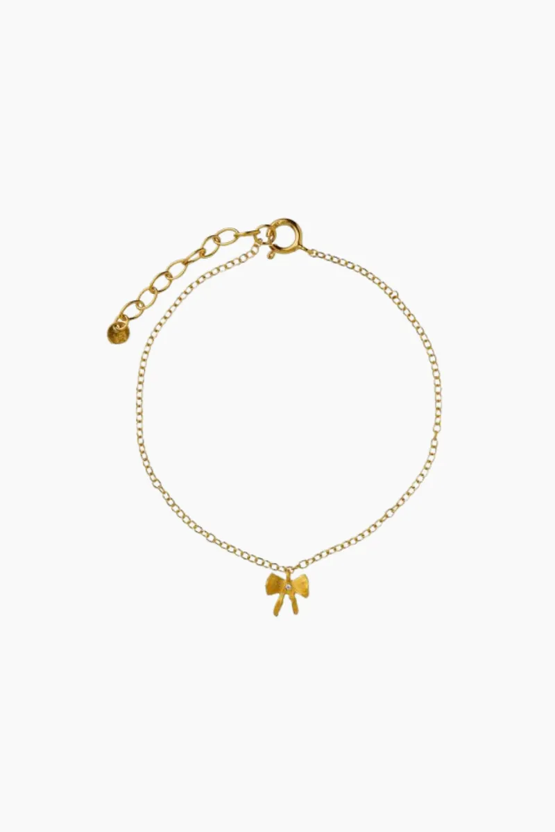 Petit Bow with Stone Bracelet - Gold - Stine A - Guld One Size