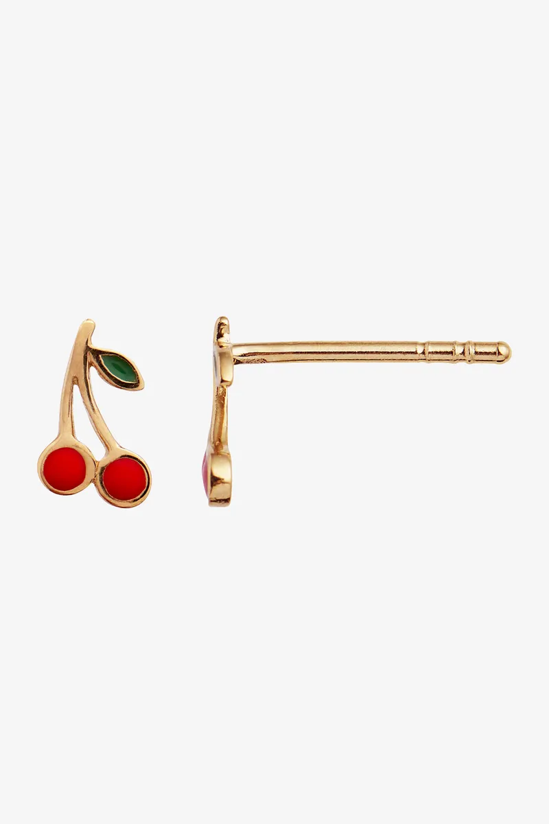 Petit Cherry Earring Enamel - Gold - Stine A - Guld One Size