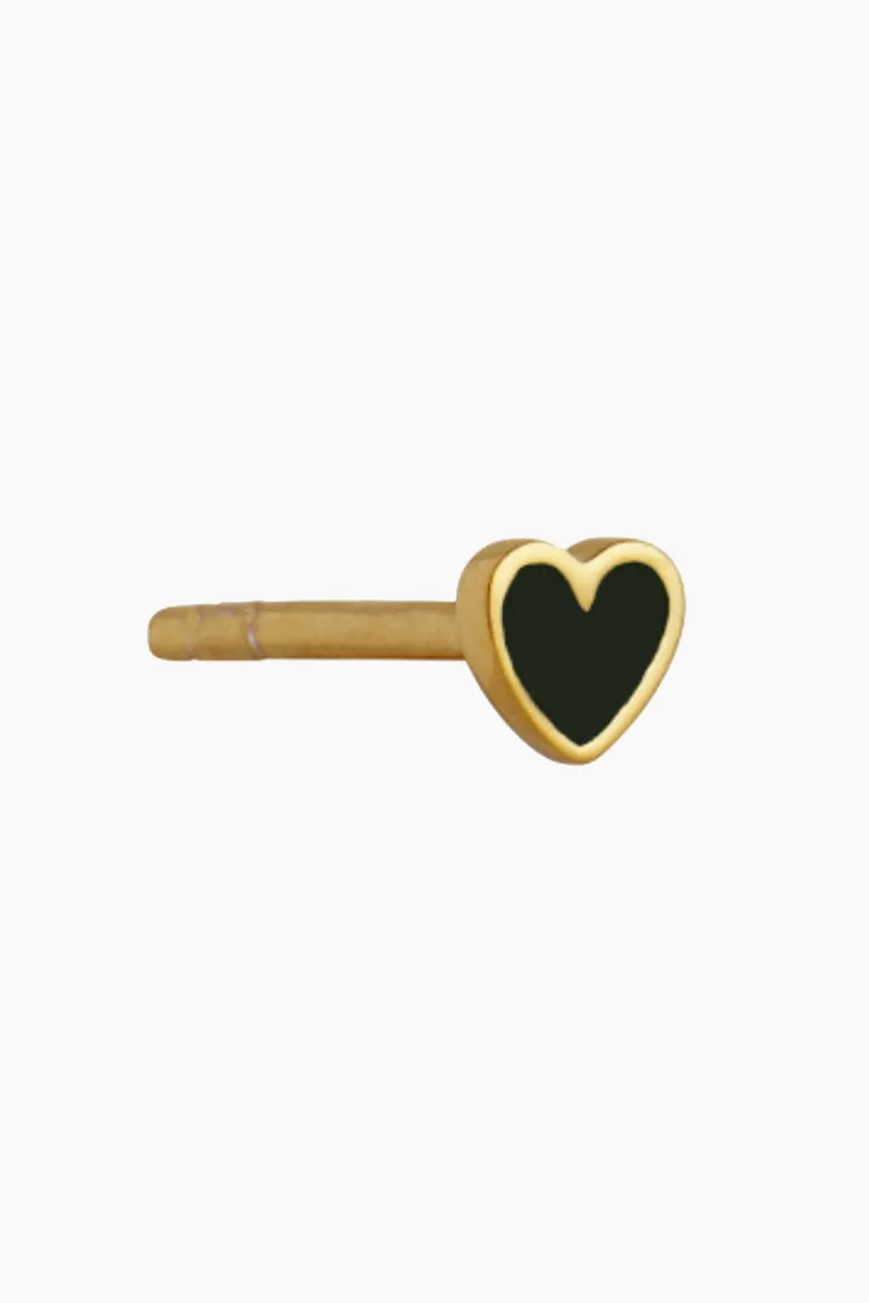 Petit Love Heart - Black Enamel - Gold - Stine A - Sort One Size