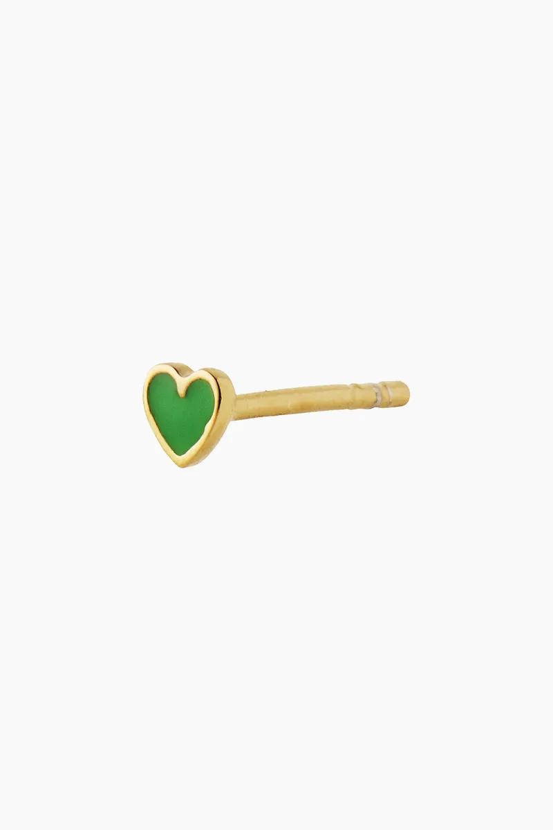 Petit Love Heart Grass Greeen Enamel - Gold - Stine A - Grøn One Size