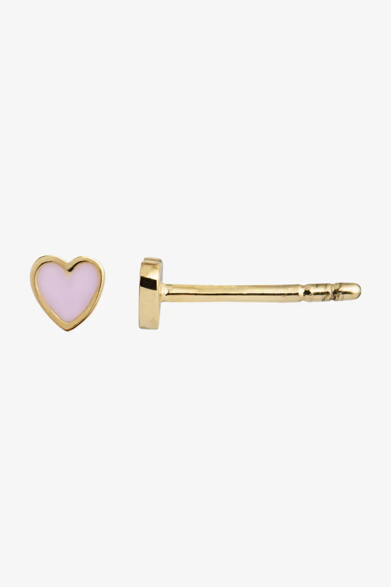 Petit Love Heart Light Pink Enamel - Gold - Stine A - Guld One Size