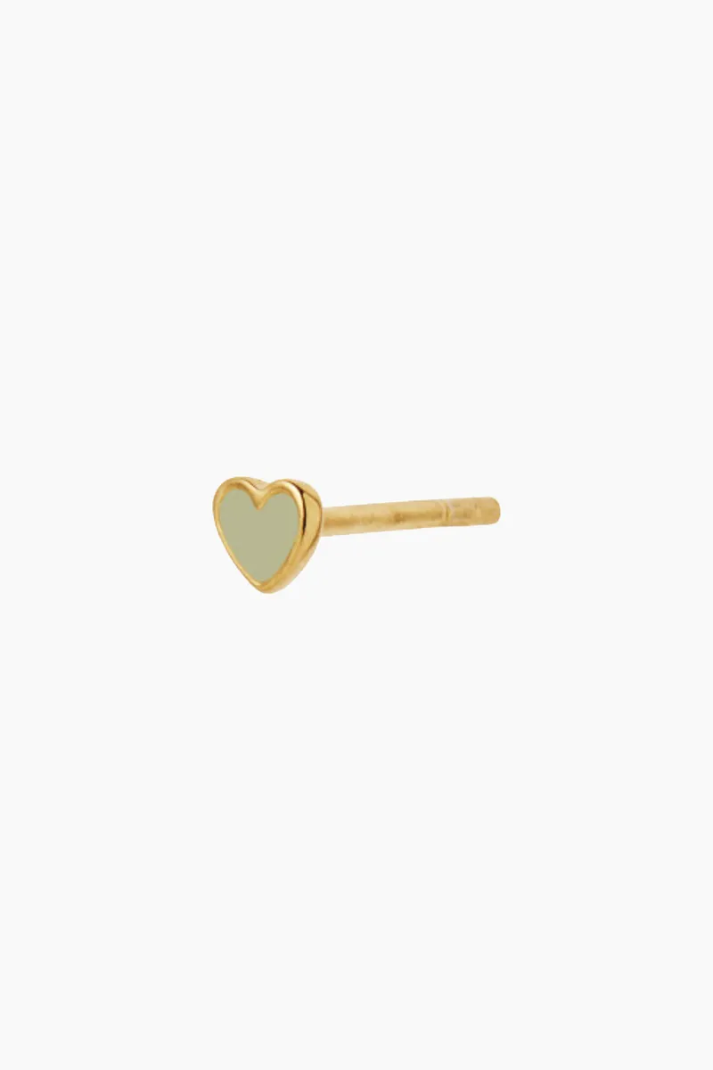 Petit Love Heart Olive Green Enamel - Gold - Stine A - Guld One Size