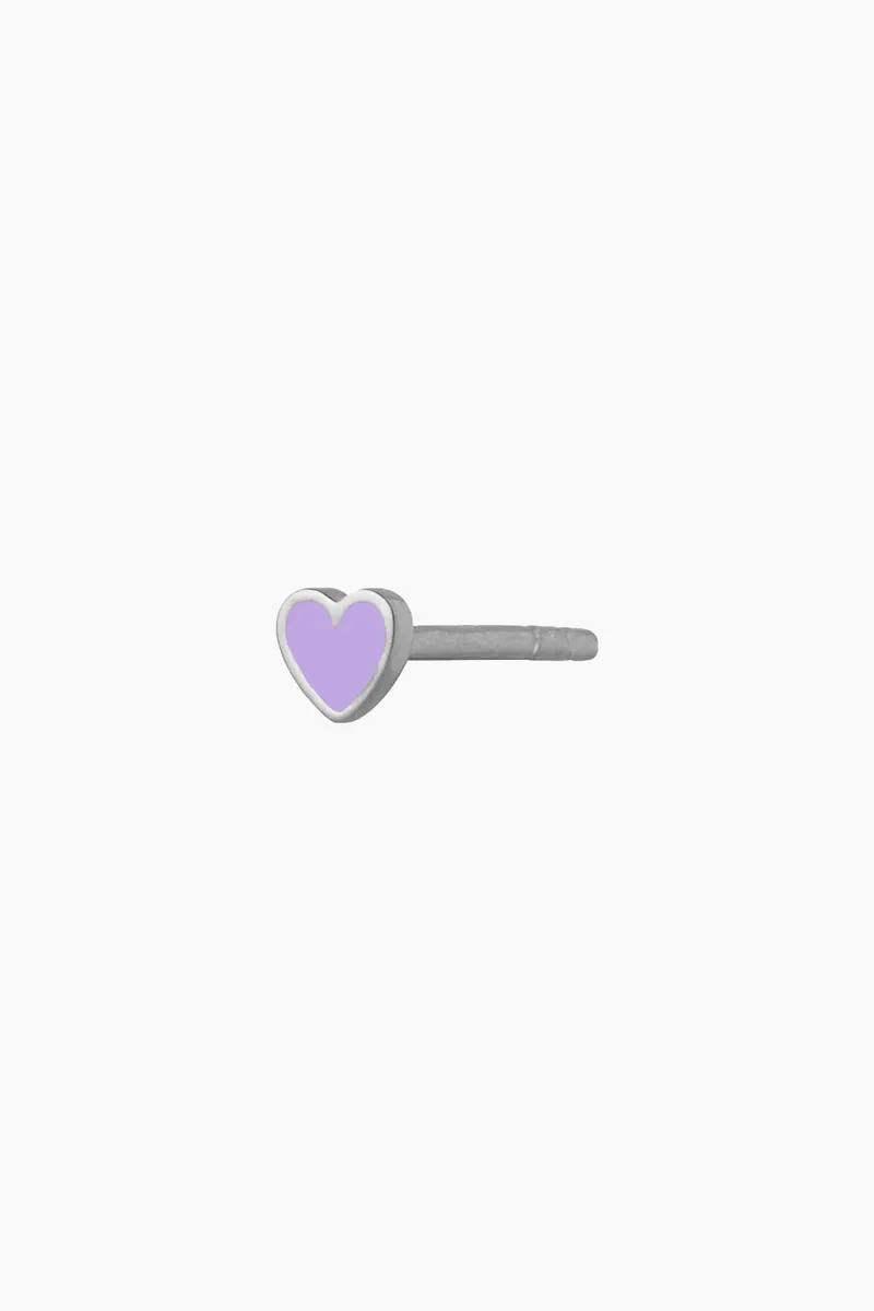 Petit Love Heart Purple Sorbet Enamel - Silver - Stine A - Sølv One Size