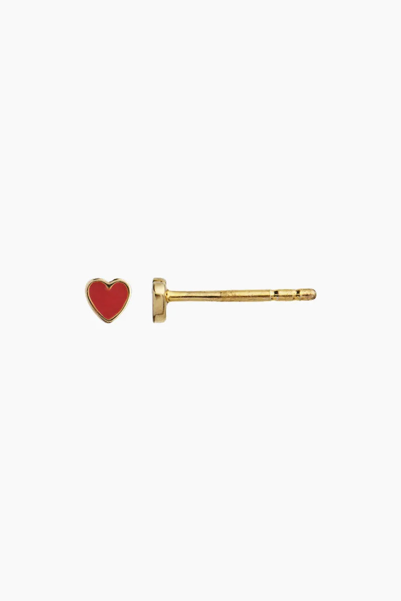 Petit Love Heart - Red Coral Enamel - Gold - Stine A - Rød One Size