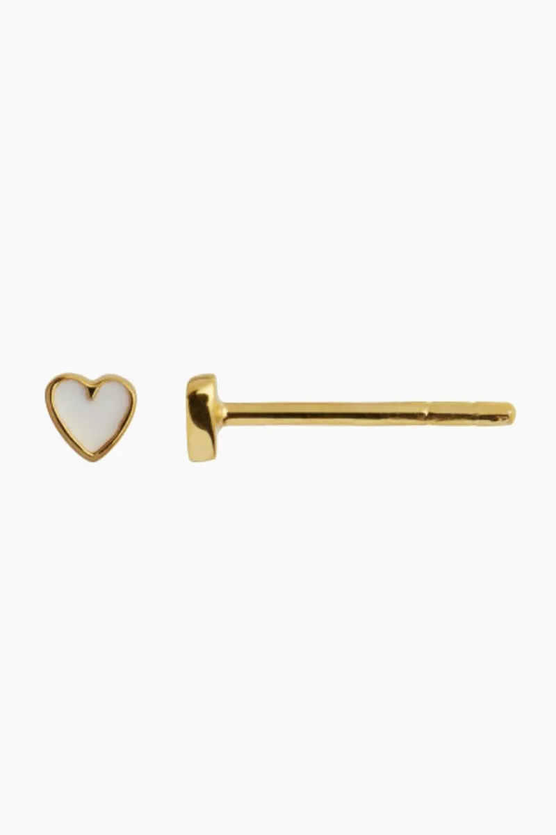 Petit Love Heart White Enamel - Gold - Stine A - Guld One Size