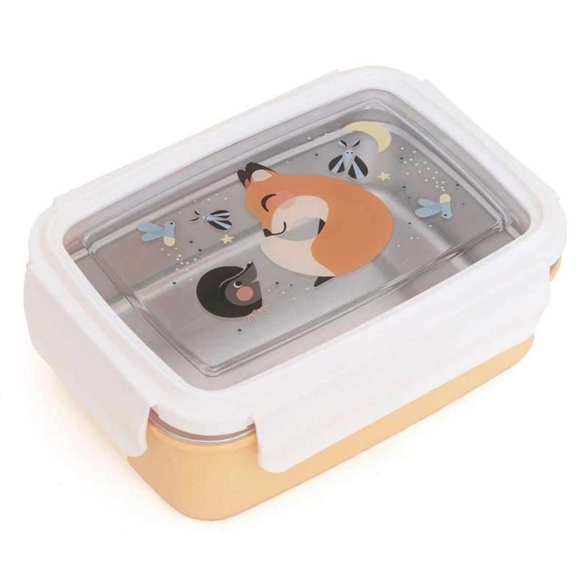 Petit Monkey Bento Madkasse - Fox & Fireflies - Gul