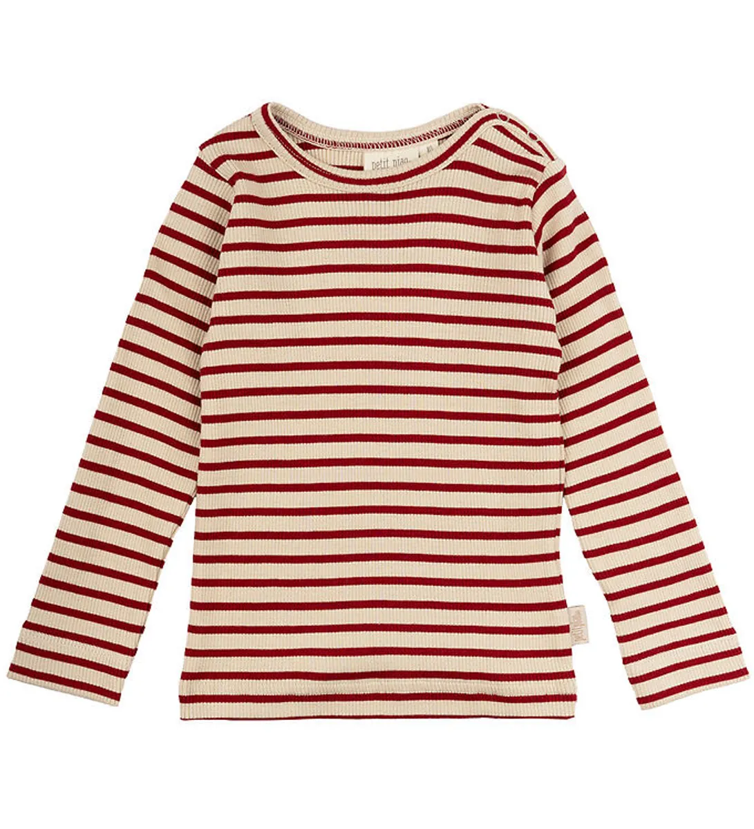 Petit Piao Bluse - Rib - Modal - Chili Pepper/Dark Offwhite