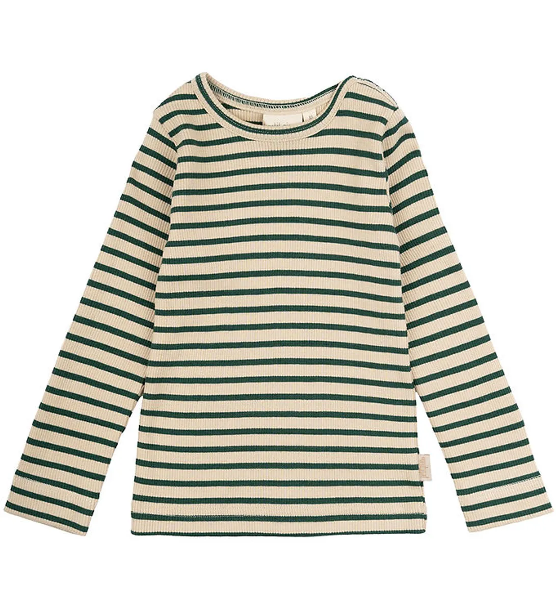 Petit Piao Bluse - Rib - Modal - Emerald Green/Dark Offwhite