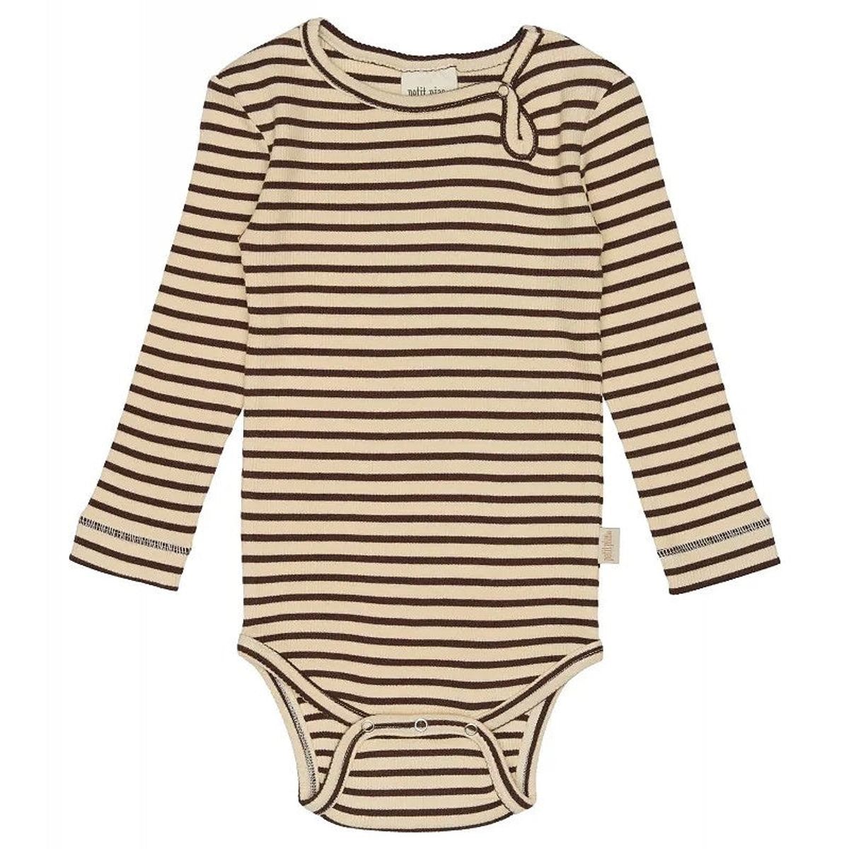 Petit Piao - Body L/S Modal Striped - Coffee/Cream - 56