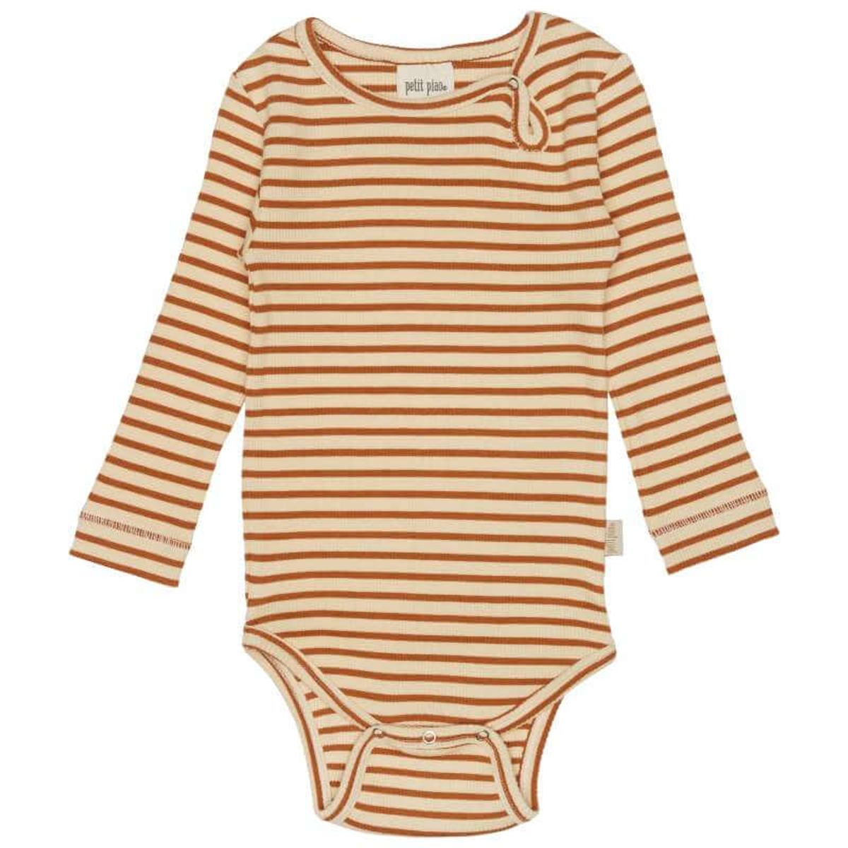 Petit Piao - Body L/S Modal Striped - Curry/Cream - 62