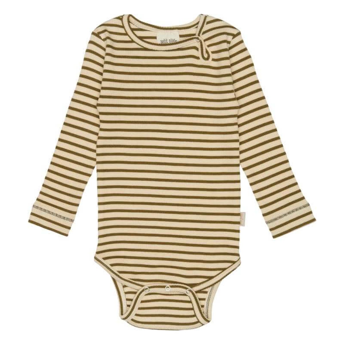 Petit Piao - Body L/S Modal Striped - Leaves/Cream - 74