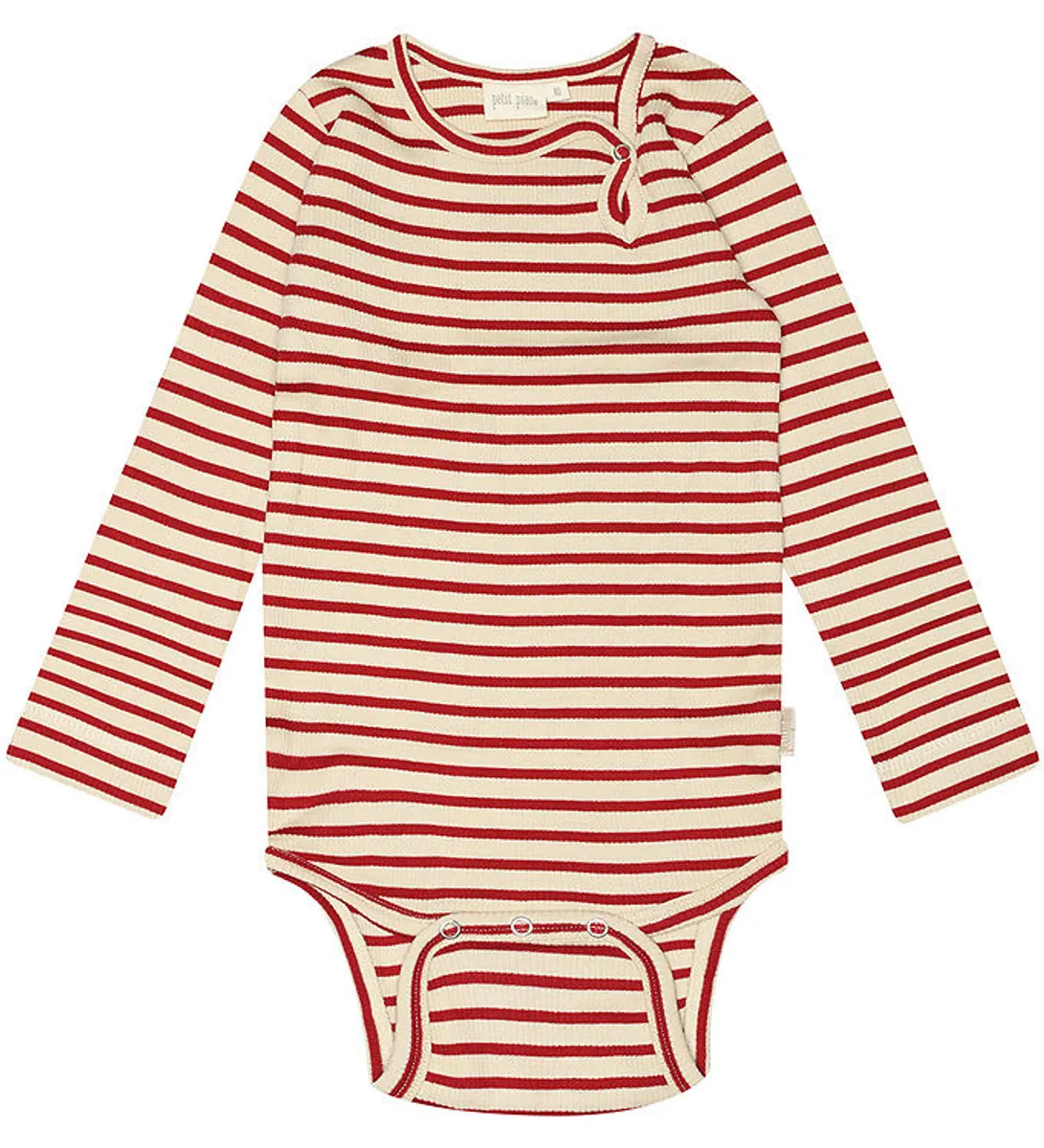 Petit Piao Body l/æ - Rib - Modal - Chili Pepper/Dark Offwhite