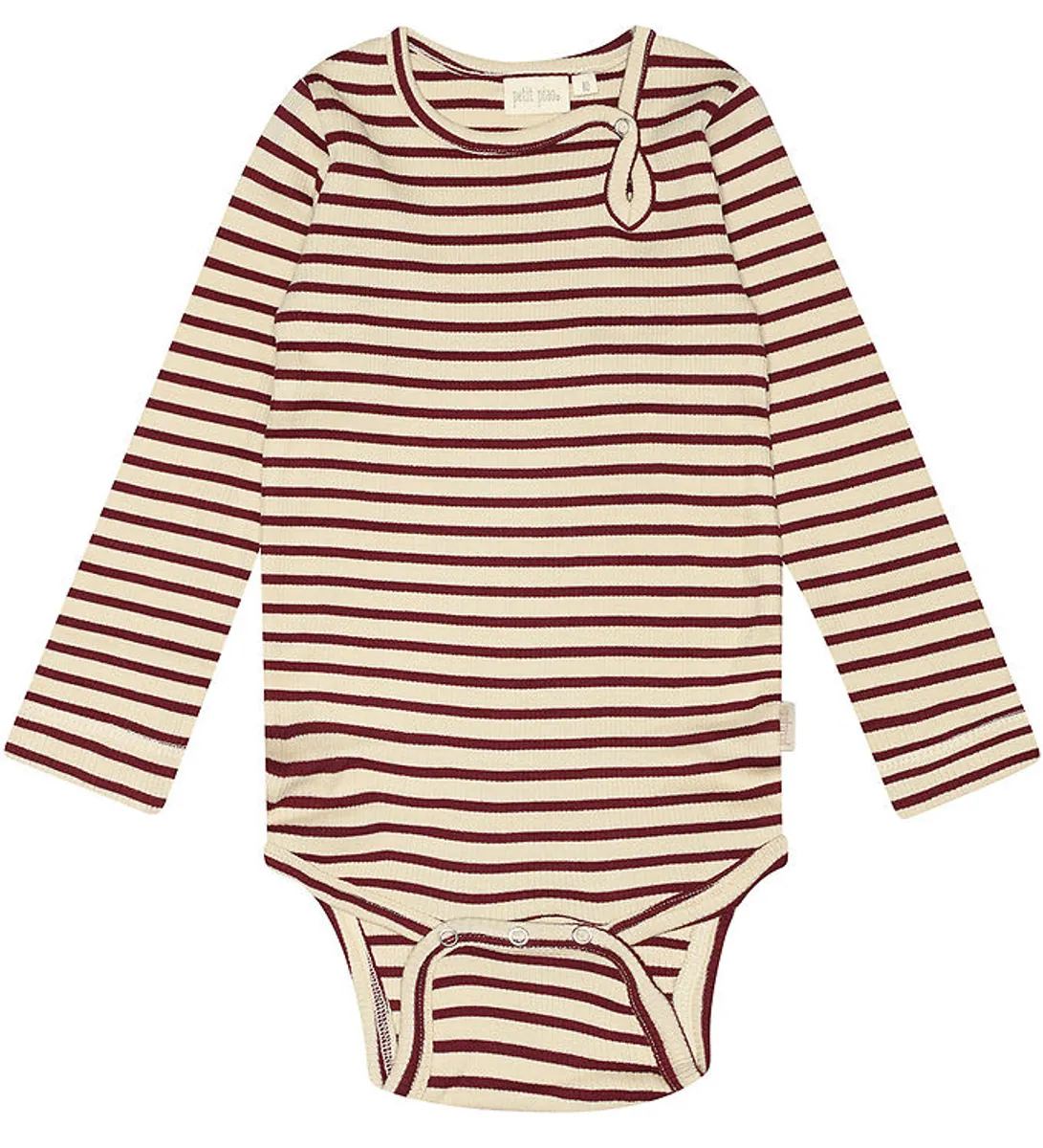 Petit Piao Body l/æ - Rib - Modal - Dark Cherry/Dark Off White