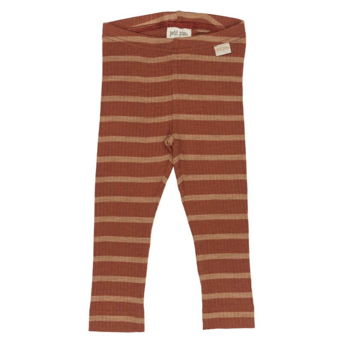 Petit Piao - Leggings Merino Wool Striped - Rust/Cream - 110