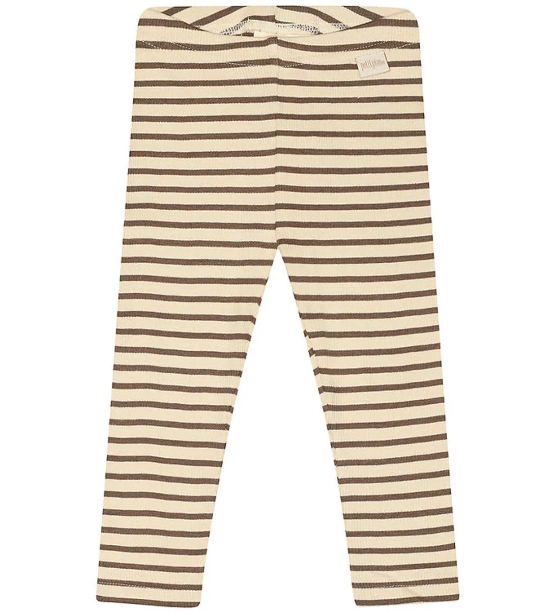 Petit Piao Leggings - Rib - Modal - Chocolate Brown/Dark Off Whi