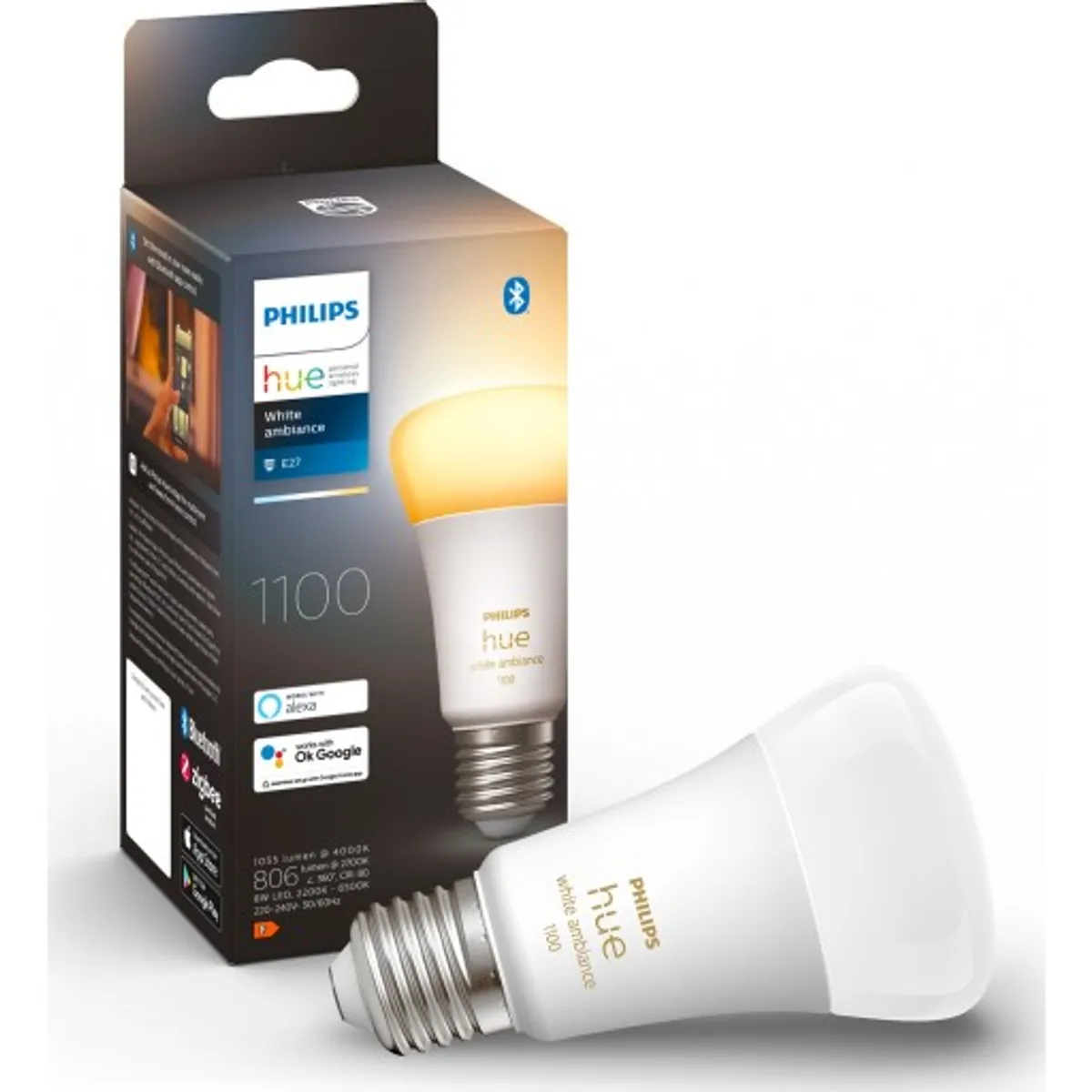 Philips Hue White Ambiance E27 standardpære, 1-pak