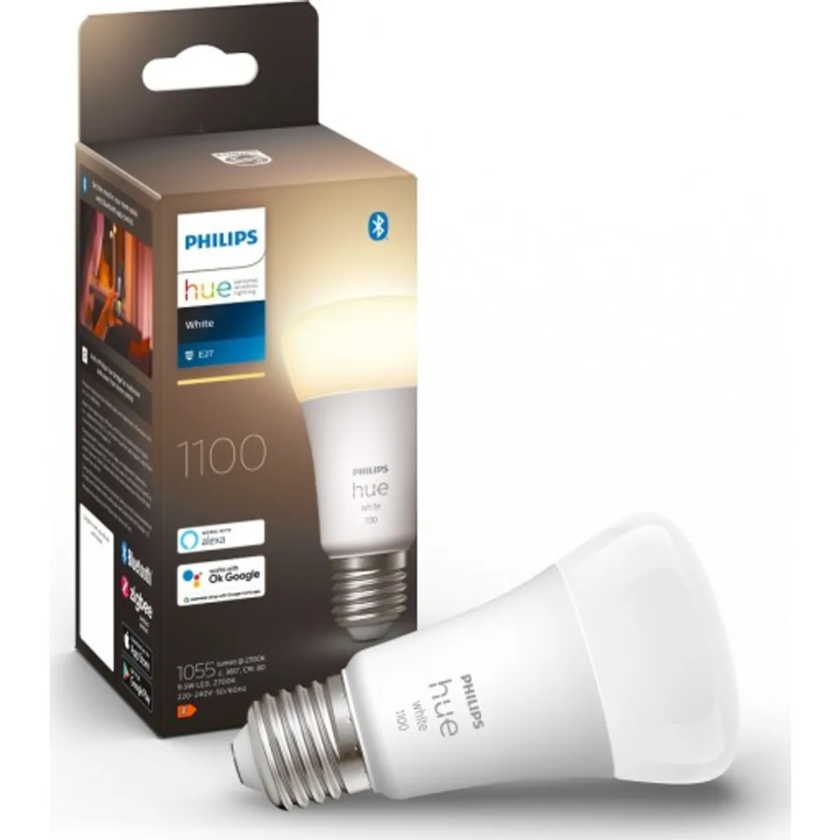 Philips Hue White E27 standardpære, 1-pak, 9,5W