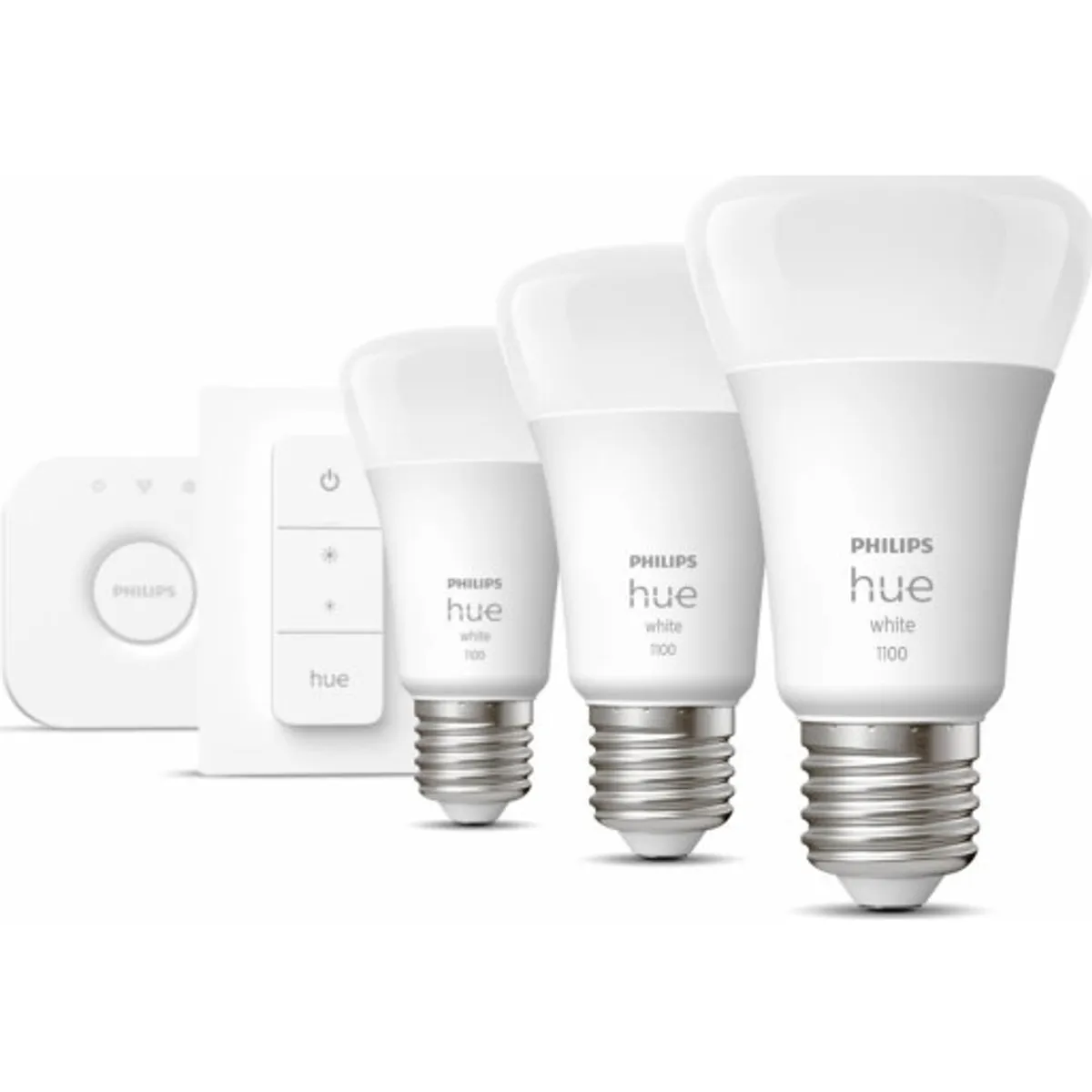 Philips Hue White E27 standardpære, starter kit med fjernbetjening