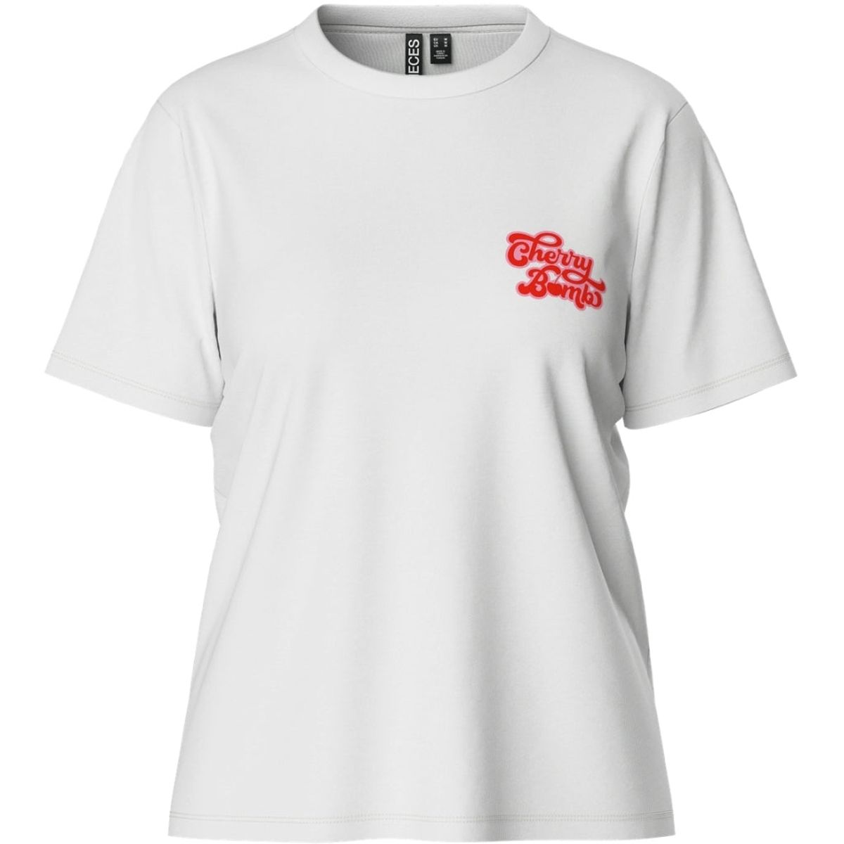 PIECES dame t-shirts PCGABBI - Bright White CHERRY BOMB