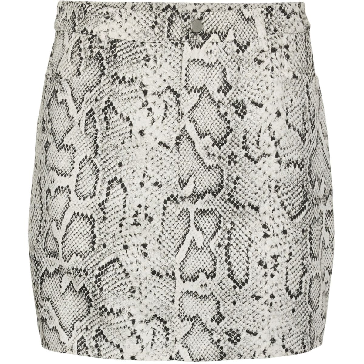 PIECES X DITTE ESTRUP X CILLE FJORD PCJESSICA SHORT SKIRT - Bright White Snake Print