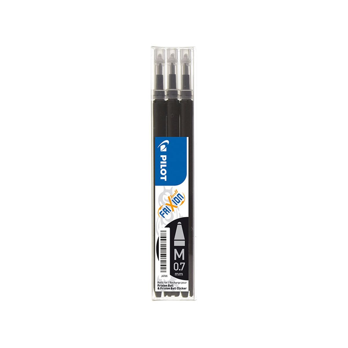 Pilot Frixion refil, til Frixion Clicker kuglepenne, sort, 0,7 mm, 3 stk.