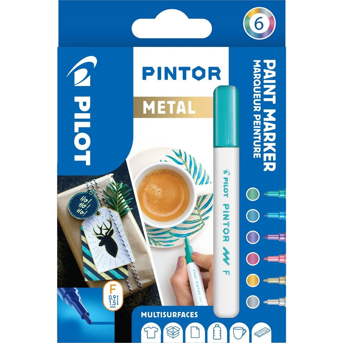 Pilot - Pintor Marker Fine Metal Mix 6 Farver (fin Spids)