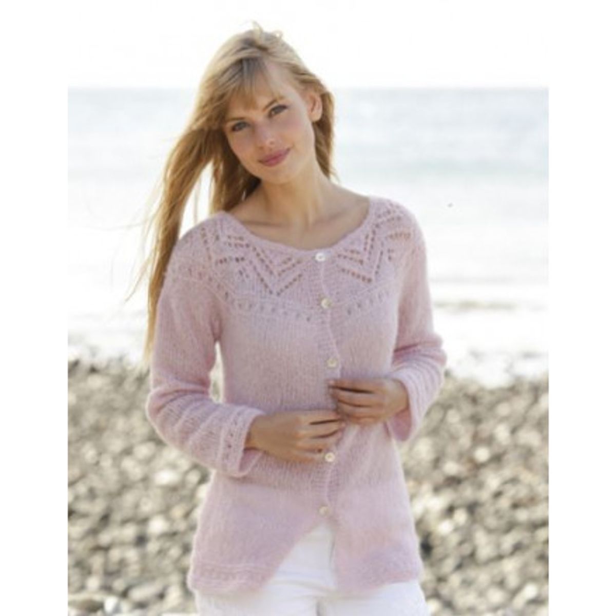 Pink Connection Cardigan by DROPS Design - Jakke Strikkeopskrift str. - Large