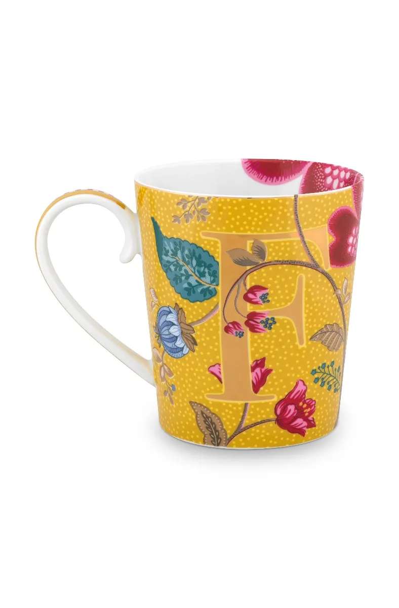 PIP STUDIO Alfabet kop Blushing Birds Yellow "F" 350ML