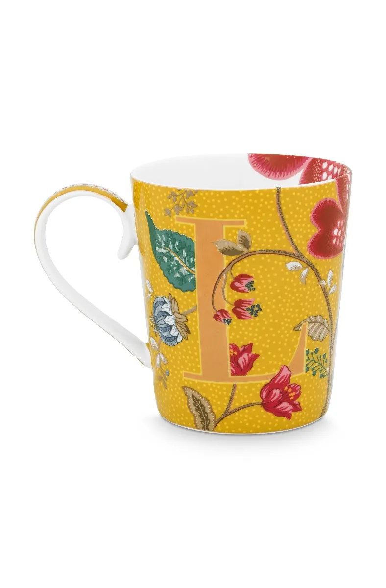 PIP STUDIO Alfabet kop Blushing Birds Yellow "L" 350ML