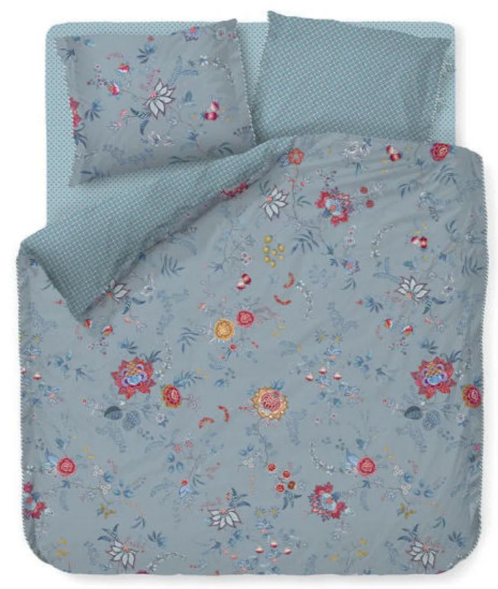 Pip Studio Flower festival Blue -140 x 220 cm & 1 stk. pude 60 x 63 cm