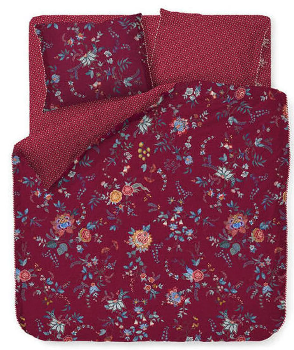 Pip Studio Flower festival dark Red -140 x 200 cm & 1 stk. pude 60 x 63 cm