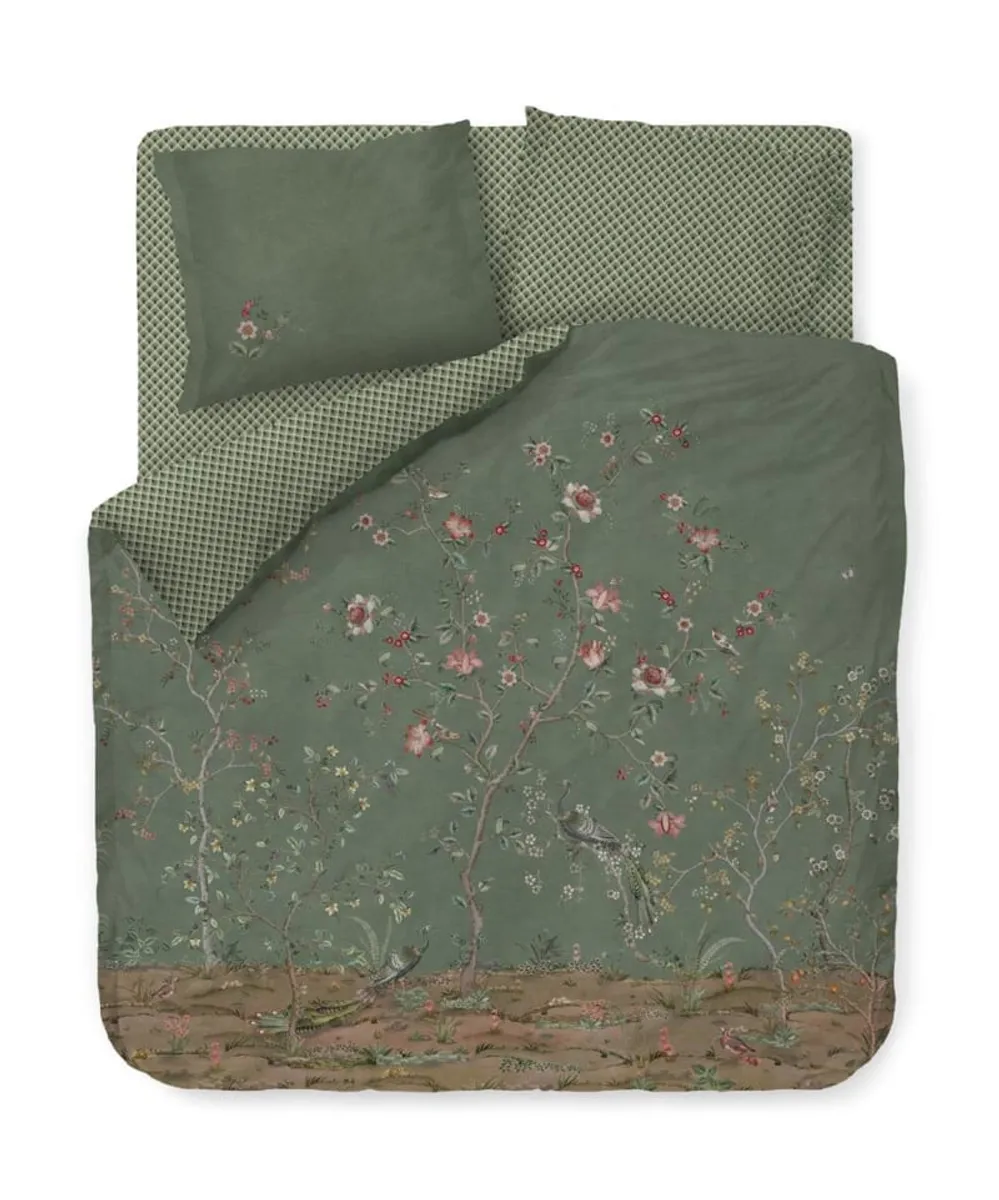 Pip Studio Okinawa Green-til dobbeltdyne 200 x 220 cm & 2 stk. pude 60 x 63 cm