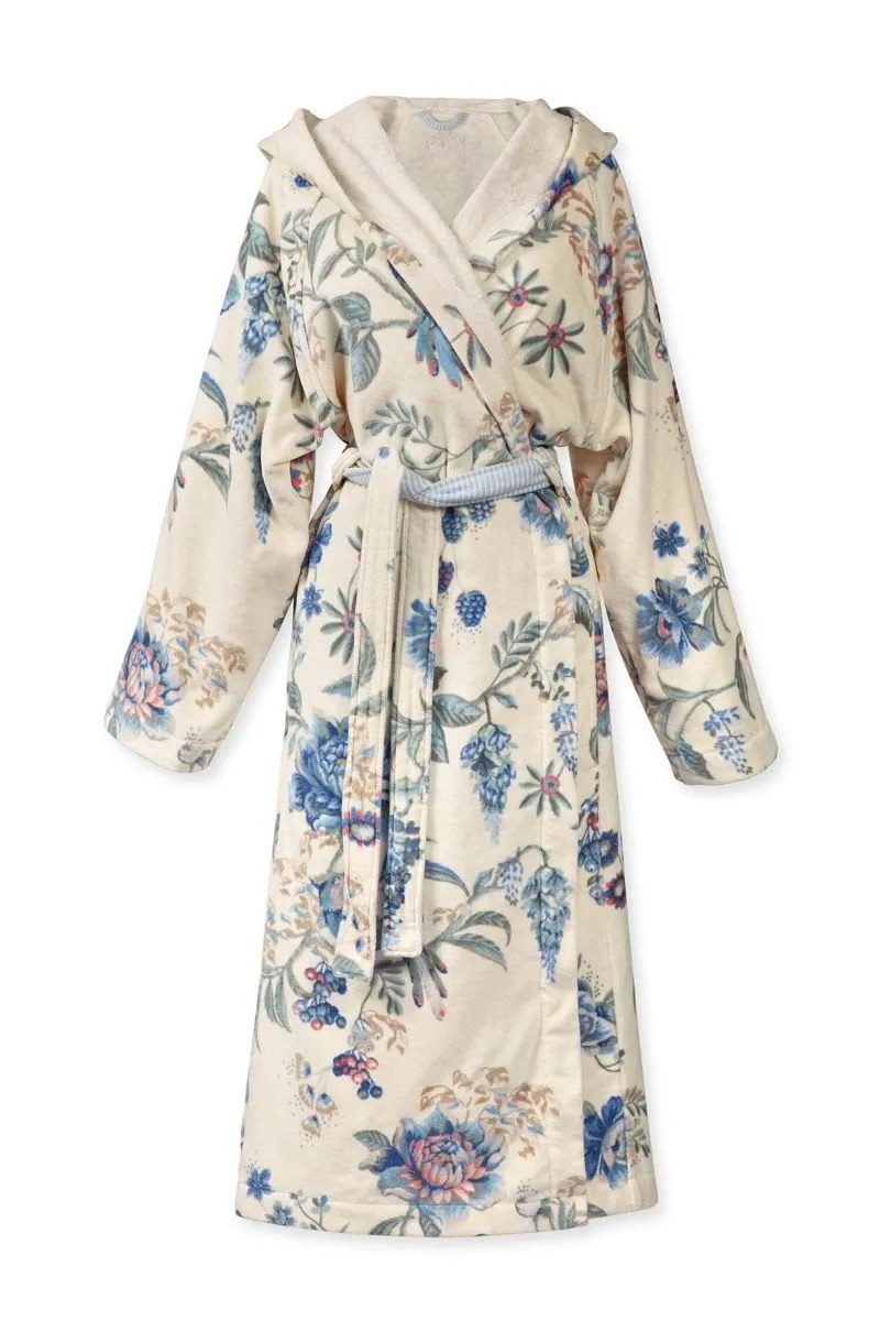 Pip Studio Secret Garden Bathrobe WhiteBlue XL