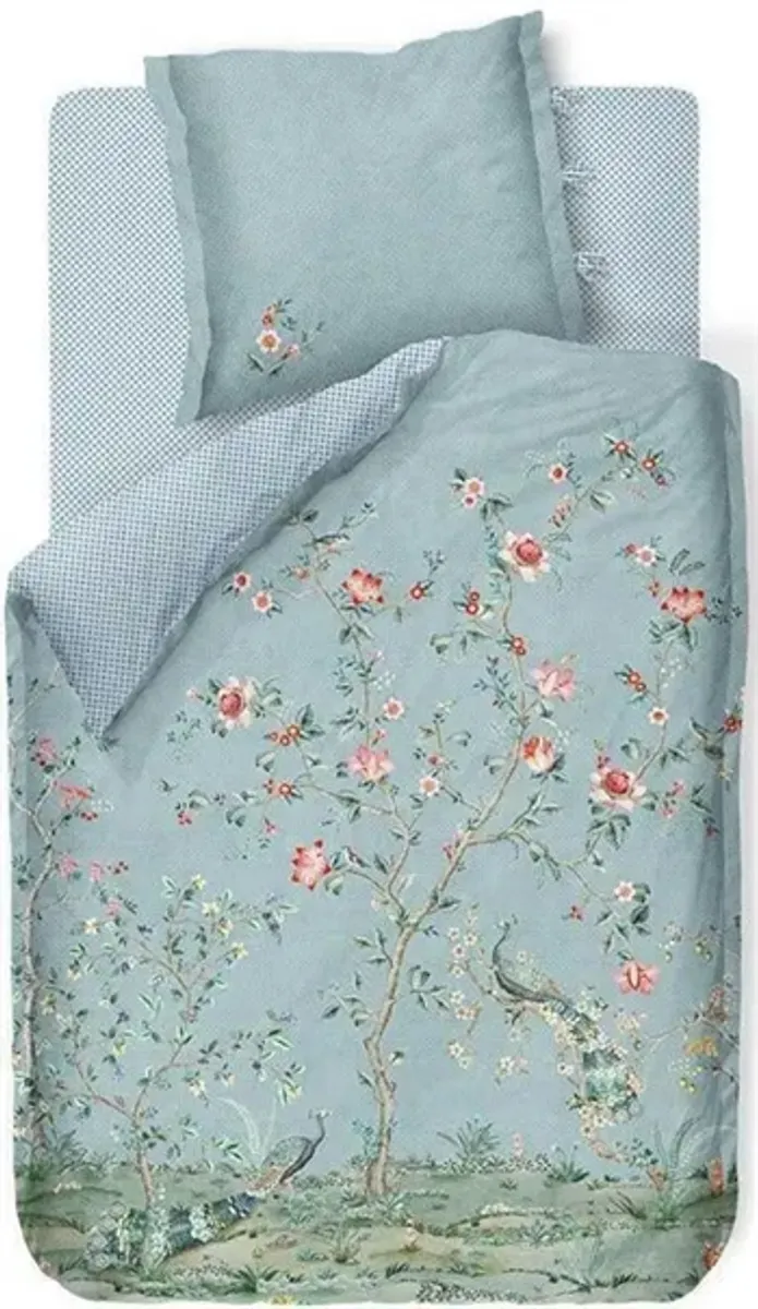 Pip studio sengetøj - 140x220 cm - Okinawa blue - Blomstret sengetøj - Dobbeltsidet sengesæt - 100% bomuld