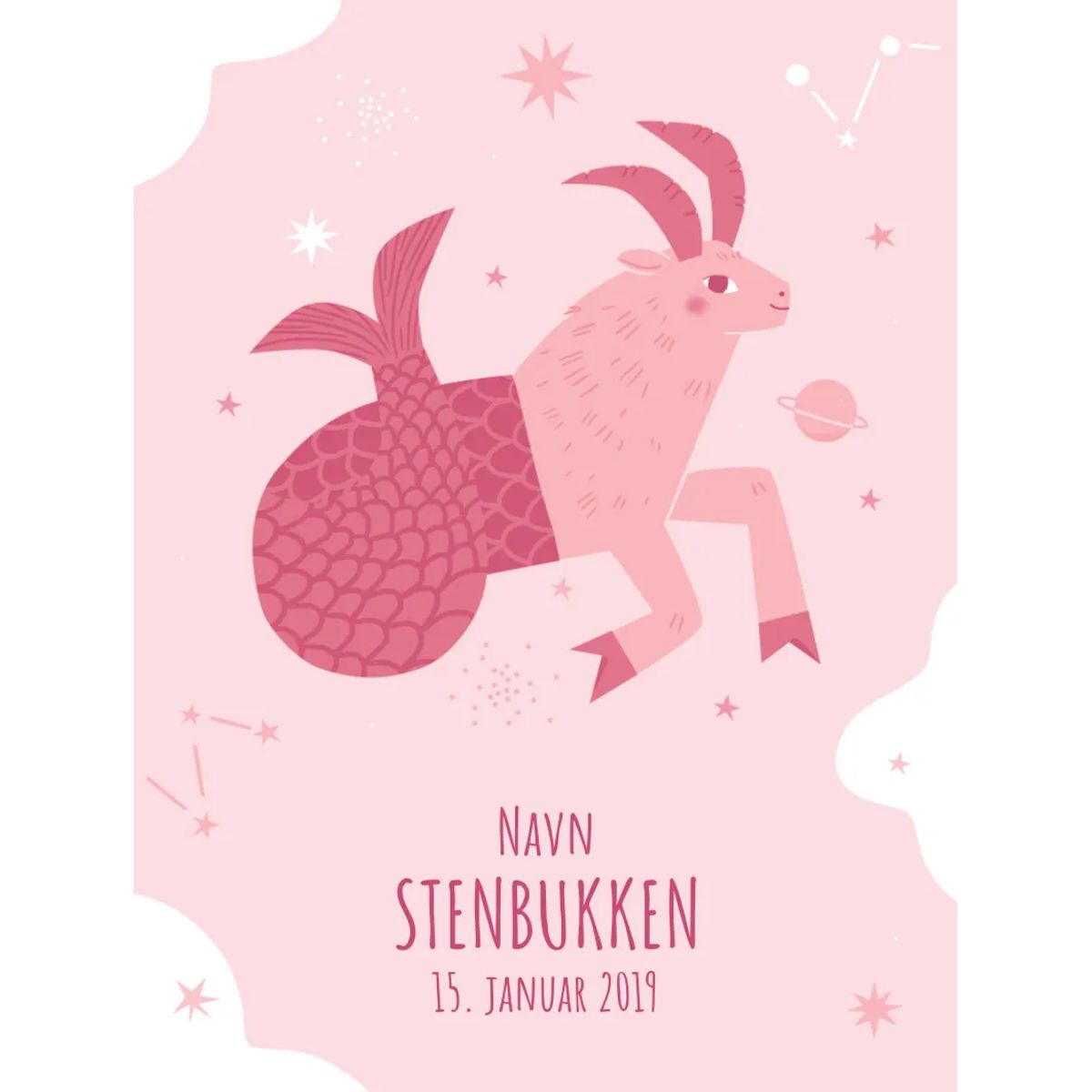 Plakat med stjernetegn - Stenbukken | Min Bedste Bog