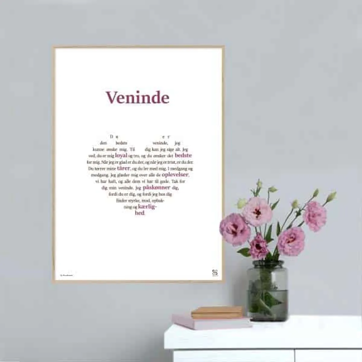 Plakat som hylder din veninde - 15 x 21 cm / XS / lodret