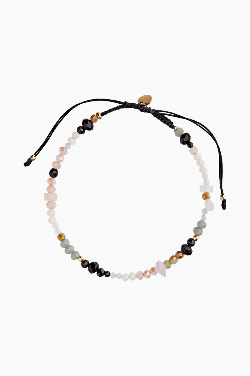 Planbørnefonden Shades Bracelet Soft Colors And Black Ribbon - Stine A - Multi One Size