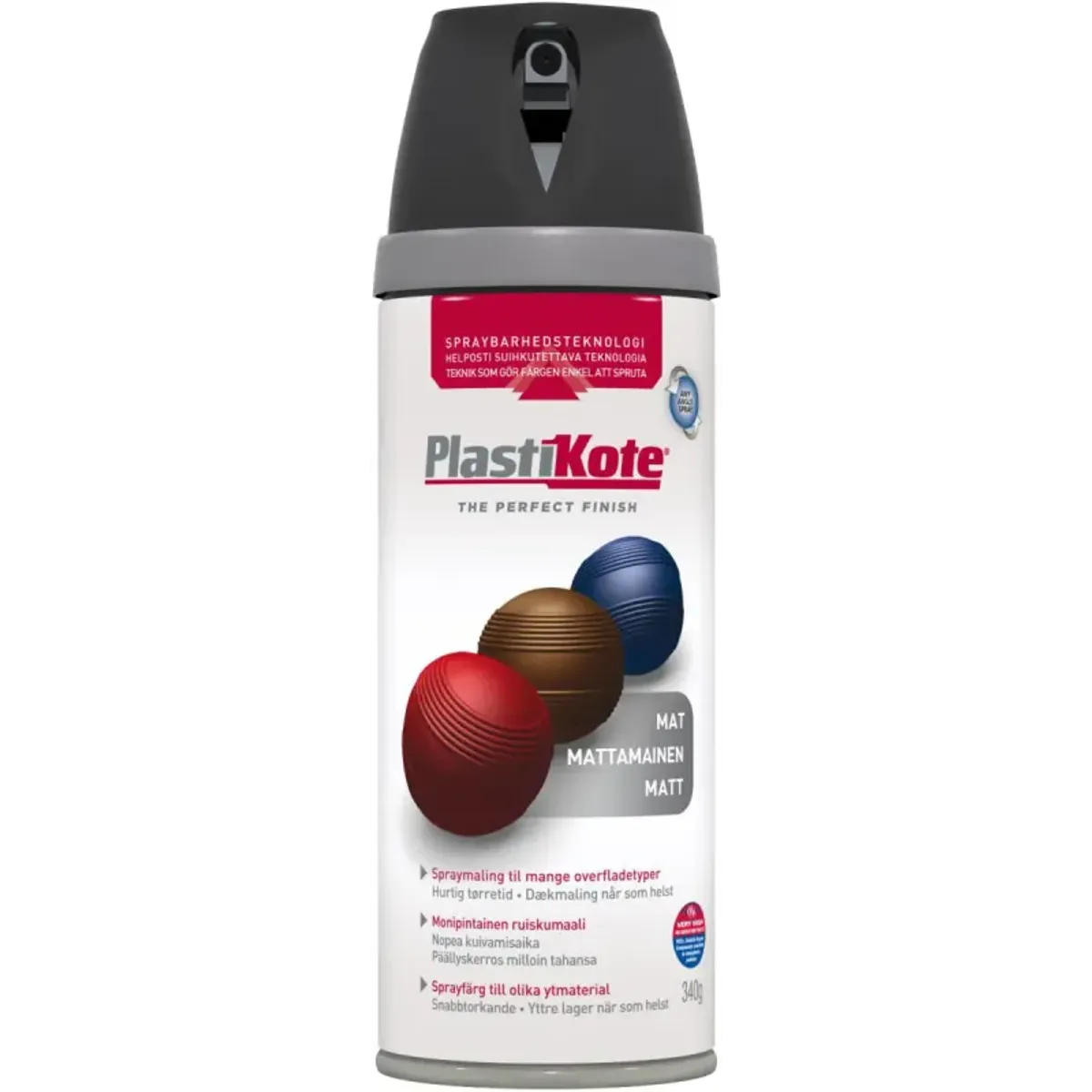 Plasti-kote Twist, Mat - 23101/ral 9005 Sort 400ml