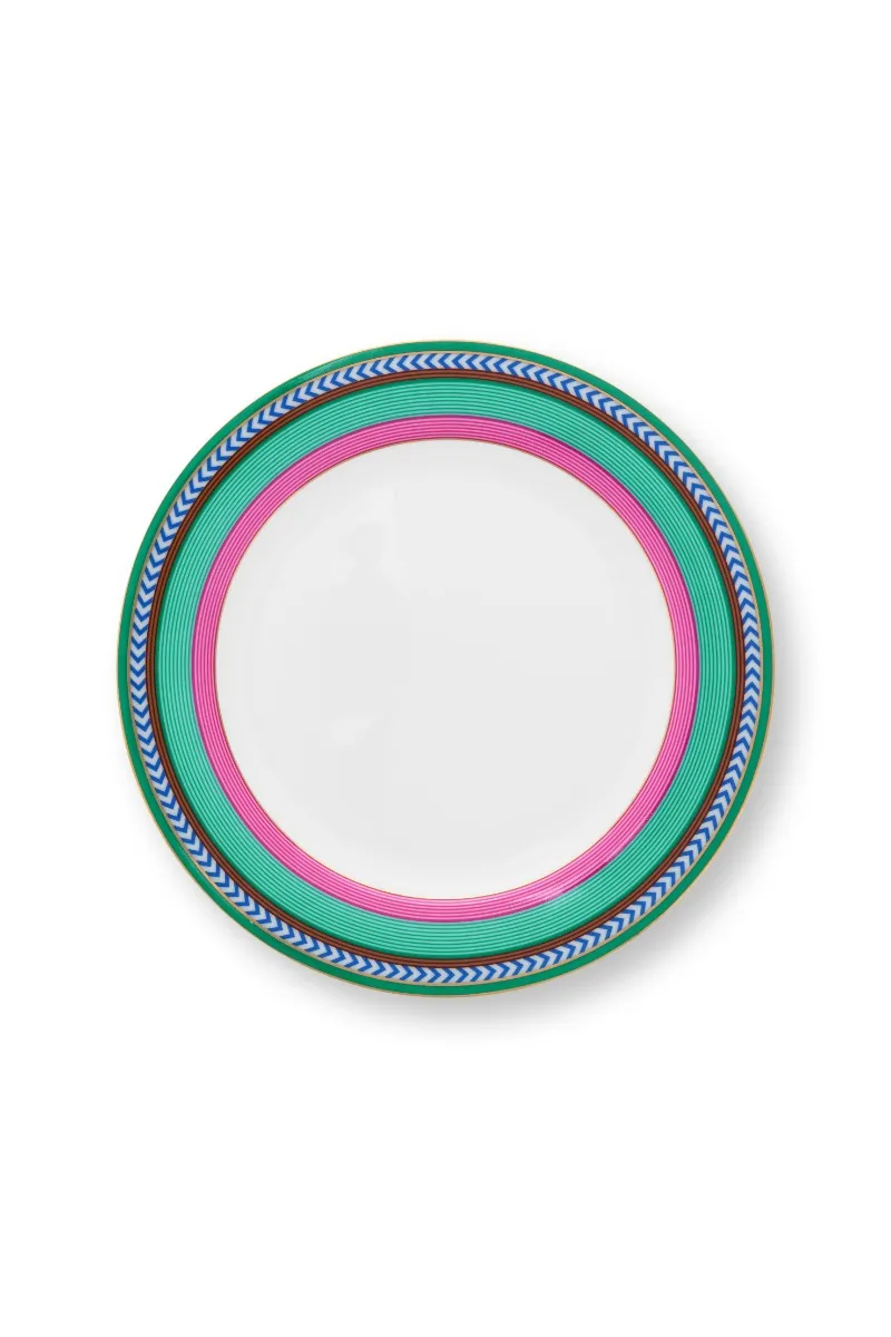 Plate Chique Stripes Pink-Green 23cm