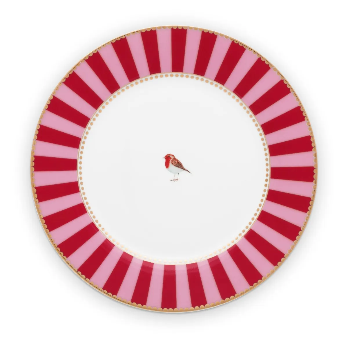 Plate Love Birds Stripes Red-Pink 21cm