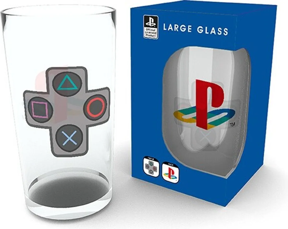 Playstation - Large Glass - 400ml - Buttons - Box