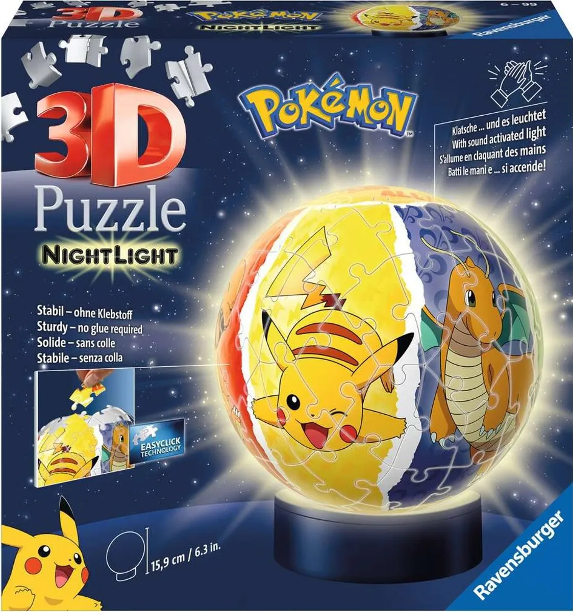 Pokémon 3d Puslespil - Natlampe - 72 Brikker - Ravensburger - 15 Cm