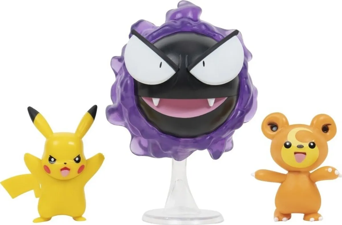 Pokémon Battle Figurer - Pikachu, Gastly Og Teddiursa